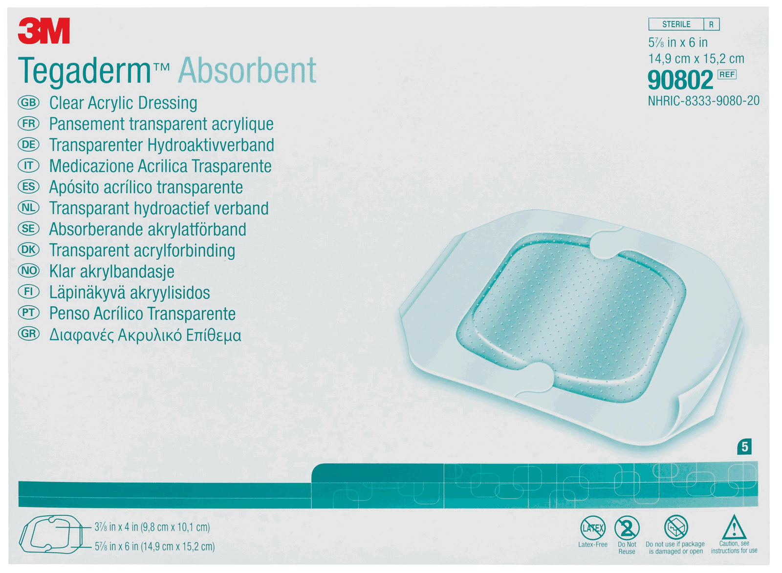 Tegaderm Clear Absorbent Acrylic Dressing 5-9/10" x 6" - Homeline Medical