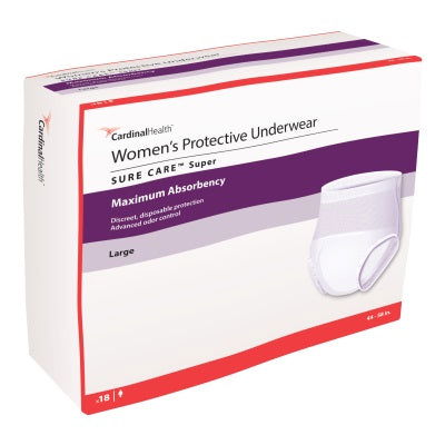 Cardinal Health, Women's Protective Underwear, Sure Care Super, Large, 45"-58" - Homeline Medical