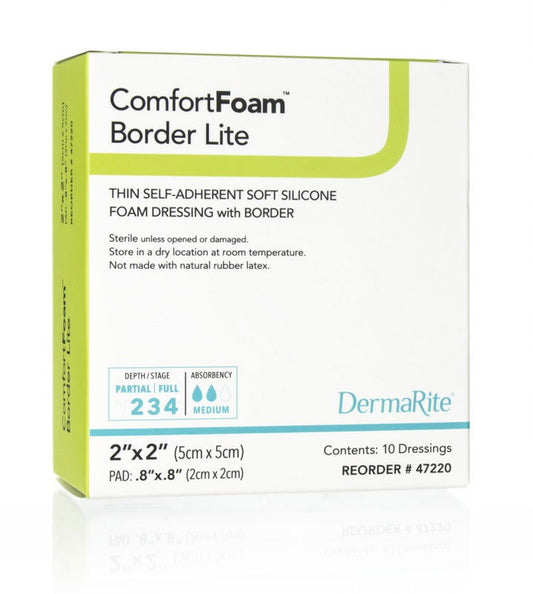 ComfortFoam Silicone Foam Border Lite Dressing, 2" x 2" - Homeline Medical