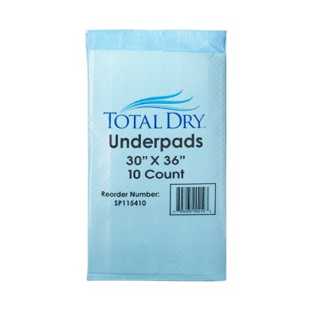 Underpad TotalDry 30 X 36 Inch Disposable Fluff / Polymer Heavy Absorbency - Homeline Medical