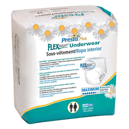 Presto Flex Underwear, X-Large 58"-68", Better Absorbency - Homeline Medical