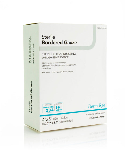 Sterile Border Gauze with Adhesive Border, 4" x 5" - Homeline Medical